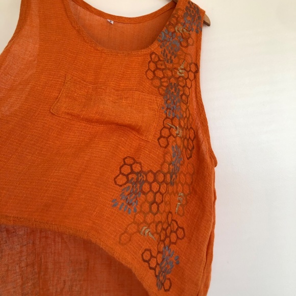 Vintage Oversized Lagenlook Beachy Coastal Summer Tank Top Size Small - Picture 5 of 14